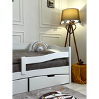 Pat din lemn masiv pentru adolescenți Goydalka AFINA 190x80 cm, alb, cu sertar pe roți