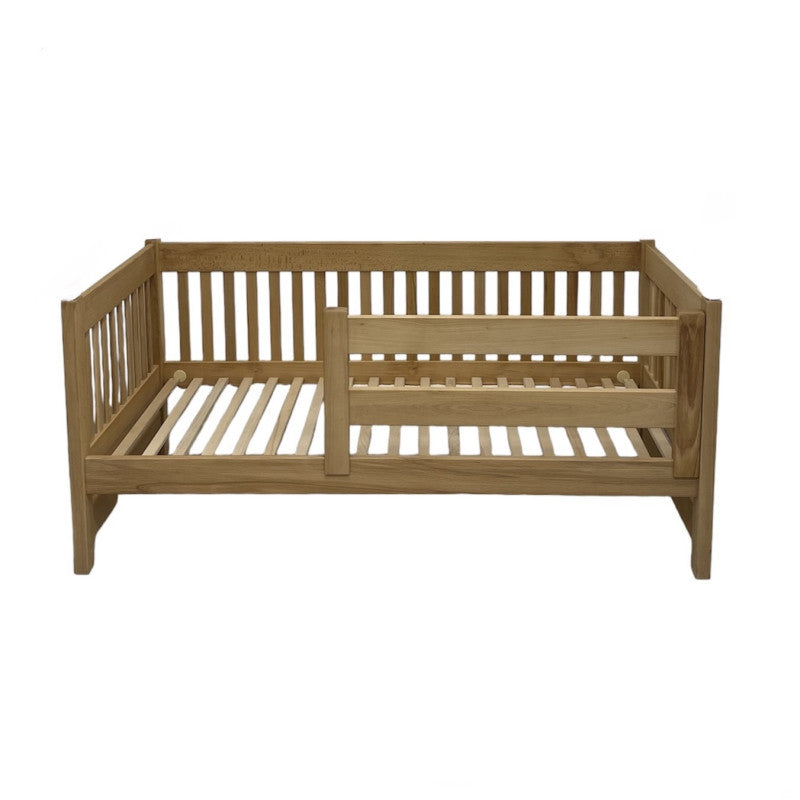 Pat din lemn masiv pentru copii Goydalka TERRY 160x80 cm fără sertar, design casă,natural