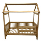 Pat din lemn masiv pentru copii Goydalka TERRY 160x80 cm fără sertar, design casă,natural