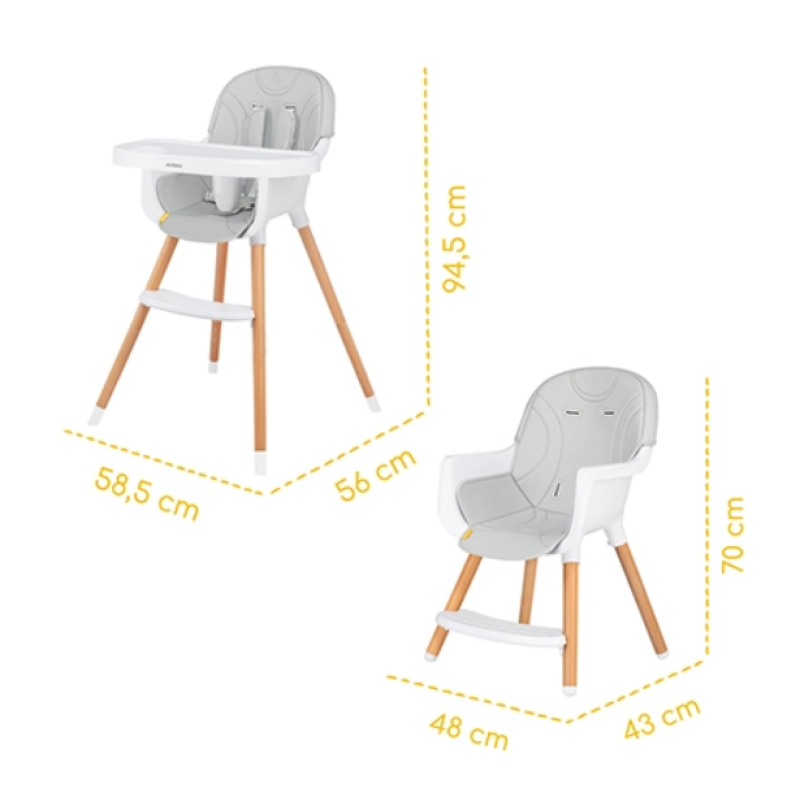 Scaun de masă Skiddou Sunt 2in1 Nomadic Dream Gri - Regabil și Multifuncțional
