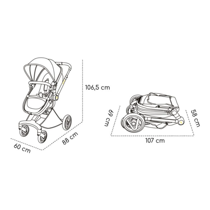Cărucior 2in1 Skiddou Nasjo Nomadic Dream Gri Deschis