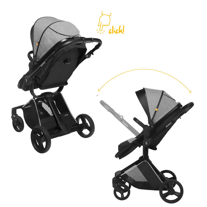 Cărucior 2in1 Skiddou Nasjo Nomadic Dream Gri Deschis