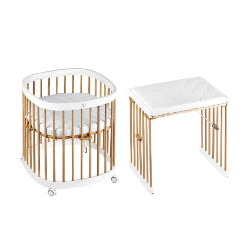 Pătuț transformabil Napoli Plus Alb+Natural