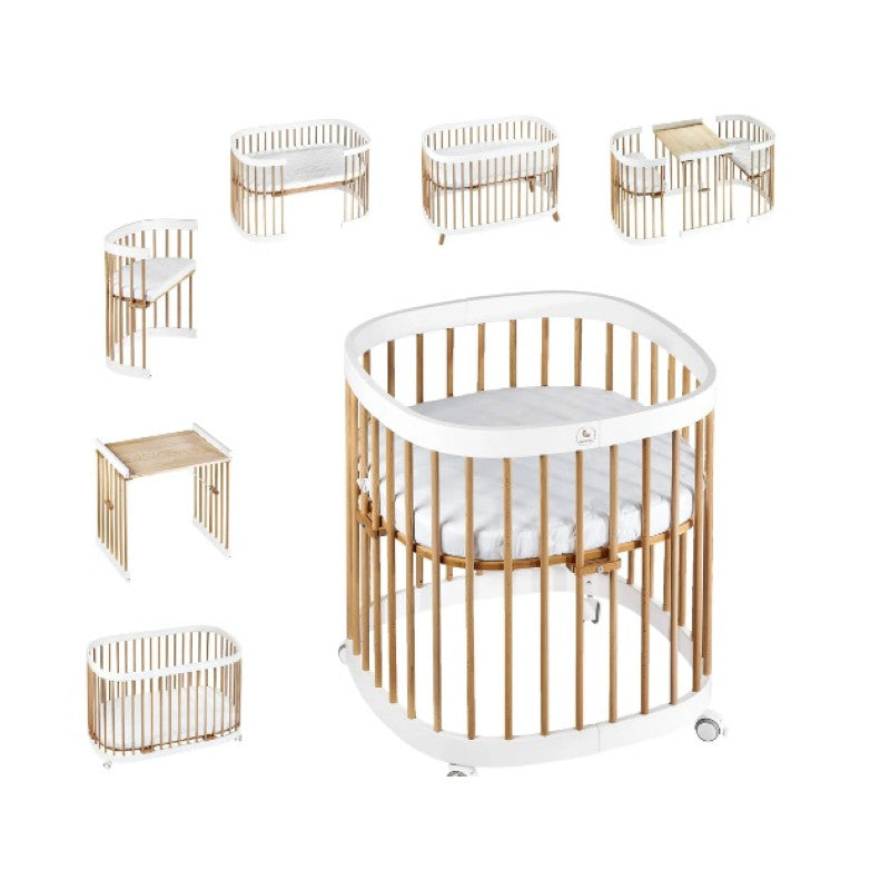 Pătuț transformabil Napoli Plus Alb+Natural