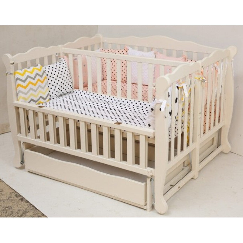 Patut din lemn pentru gemeni - Goydalka DUO (1B330-1) Alb