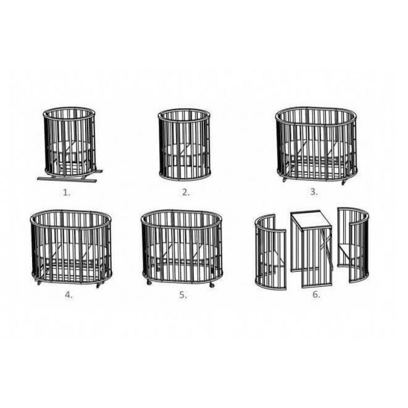 Patut transformer rotund/oval – Oliver Gabriella Plus 6 în 1 (1026) Alb