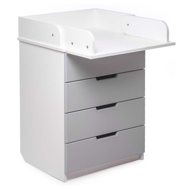 Comodă Eucalyptus Rennie60 Gri - Măsuță de Înfișat cu 4 Sertare Spațioase