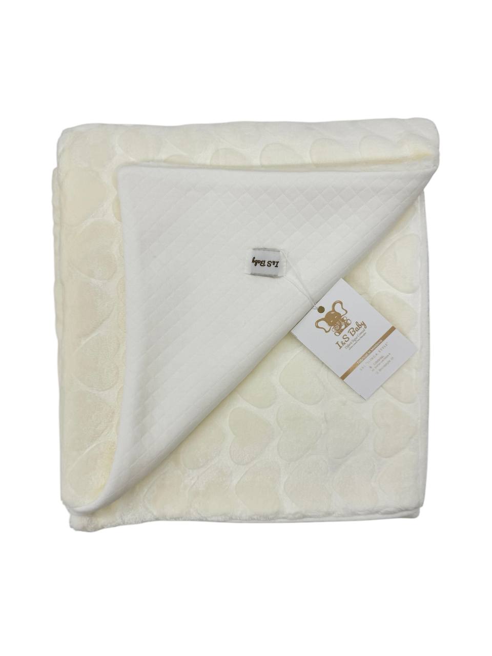 Cuvertură dublă cocolino crem 100x90 cm – Design inimi capitonat