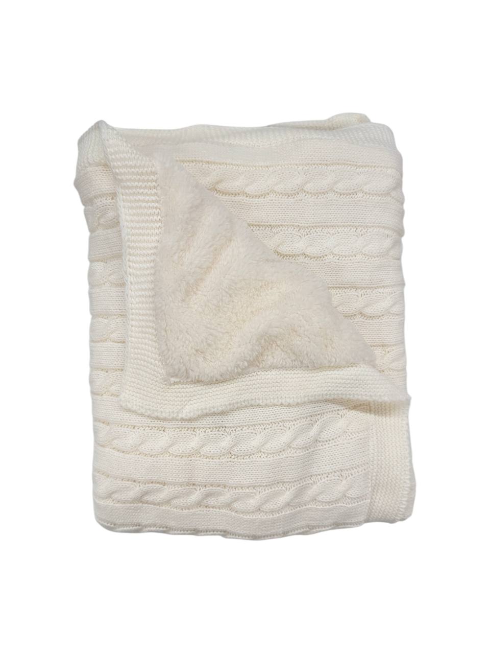 Păturică Tricotată cu Blăniță – Dimensiune 90x80 cm