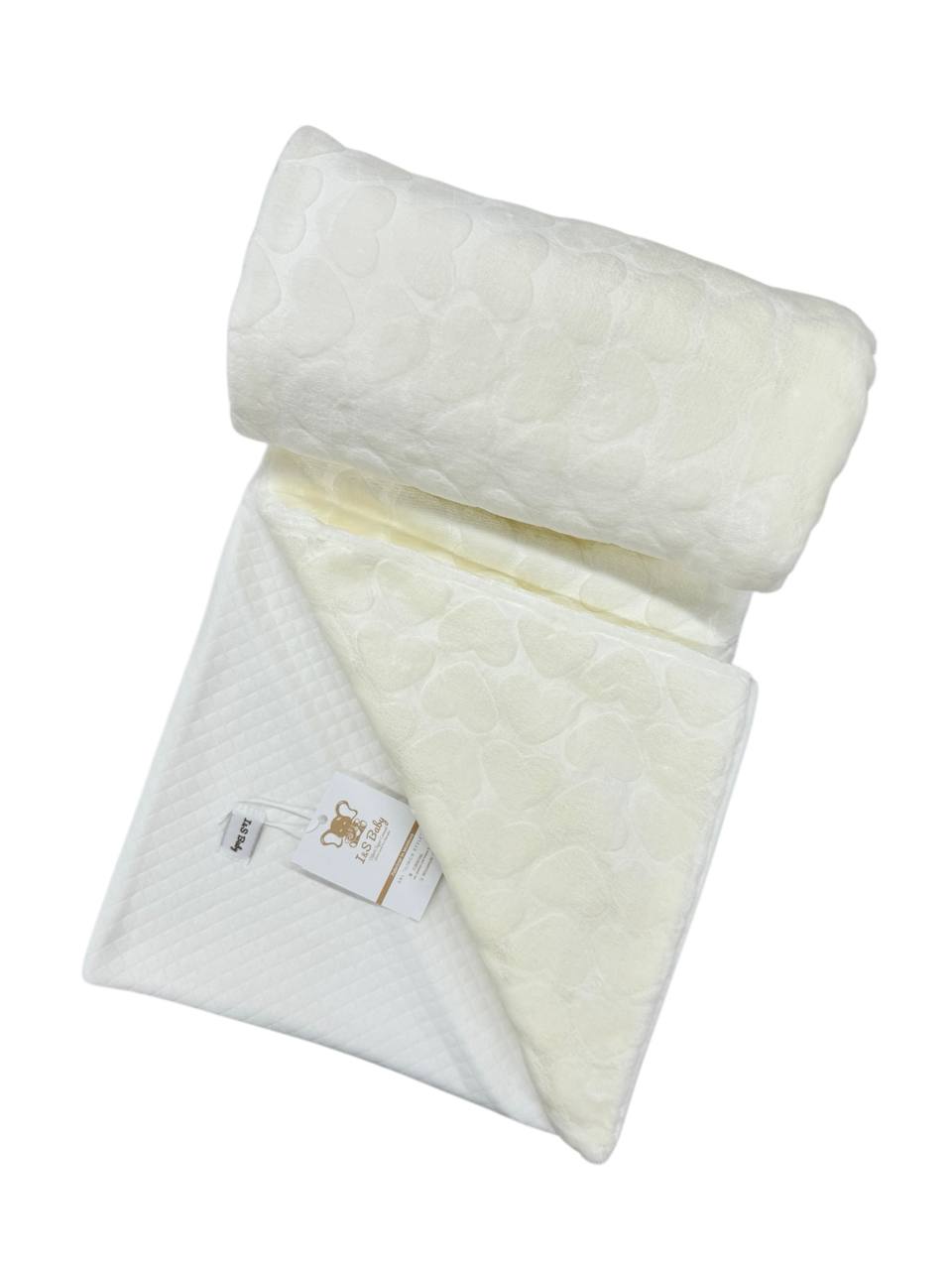 Cuvertură dublă cocolino crem 100x90 cm – Design inimi capitonat