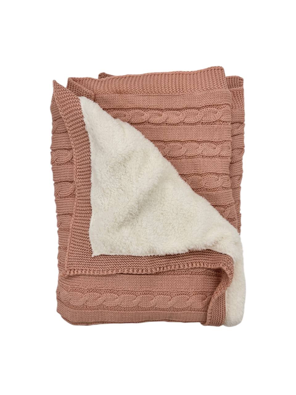 Păturică Tricotată cu Blăniță – Dimensiune 90x80 cm