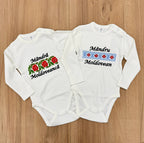 Body cu broderie naturală din stofă organică