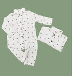 Salopeta din muselină cu frunzulițe pentru bebeluși