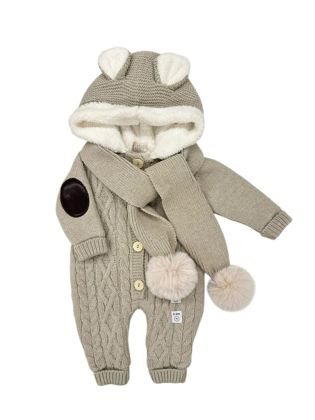 Salopetă Urs cu Fular Tricotată