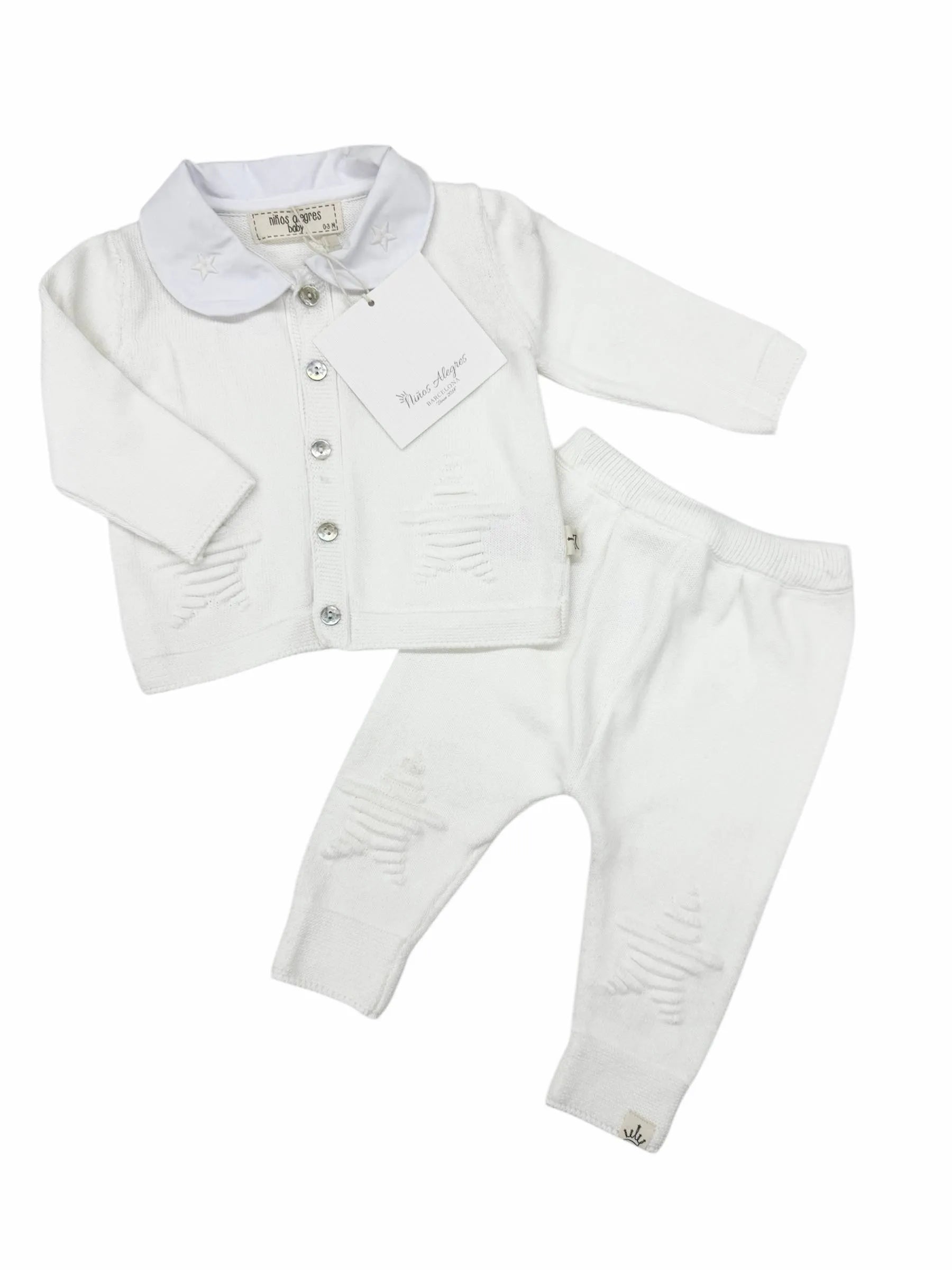 Costumaș Bebeluși Tricotat cu Nasturi din Scoici