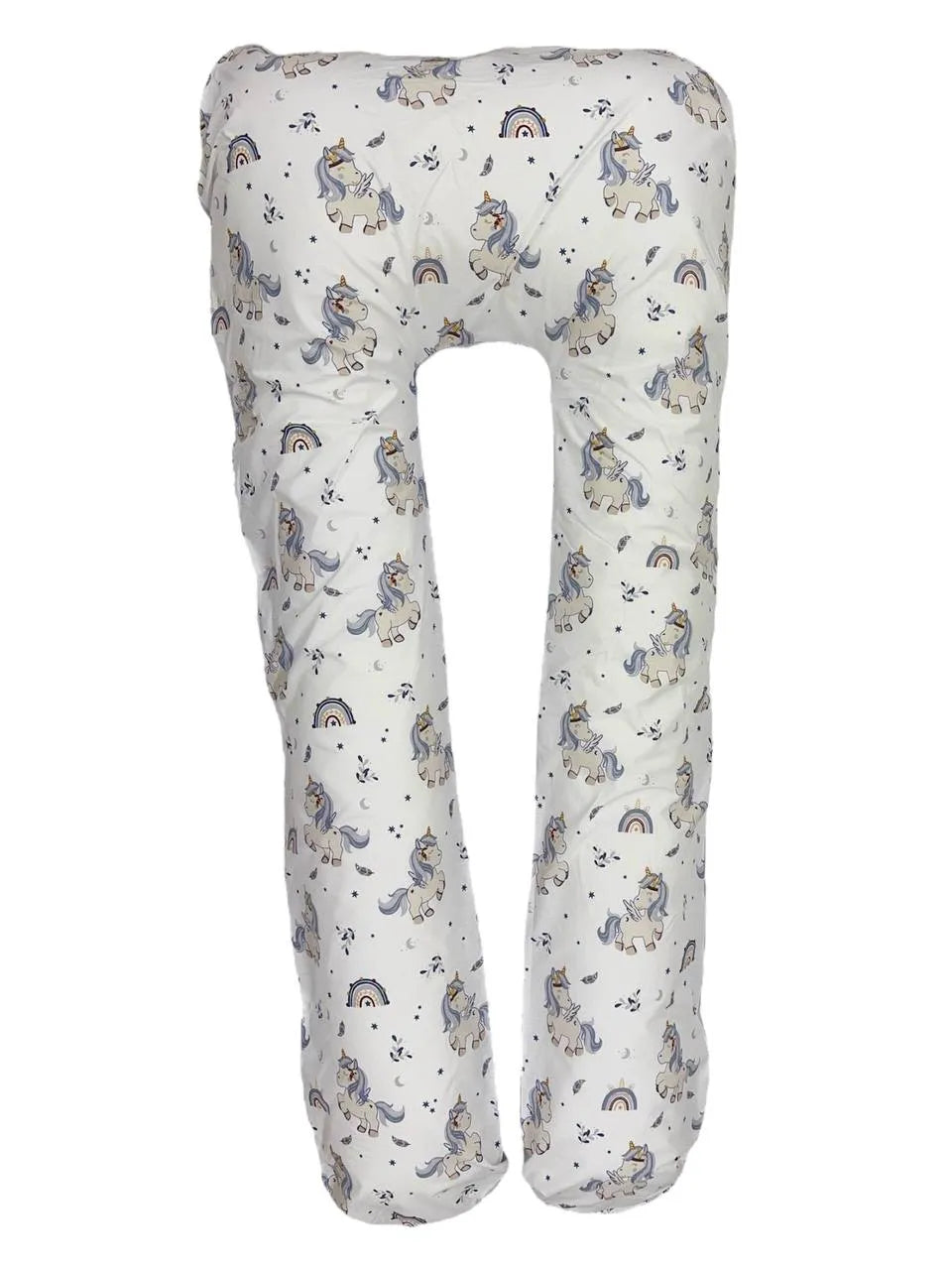 Perna Pentru Gravide U-Shape – Unicorn Gri Pe Alb, 150 cm