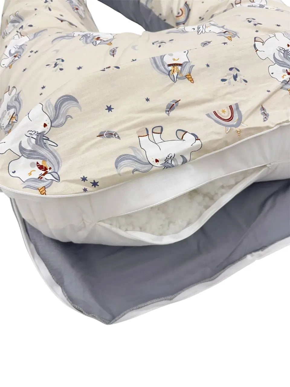 Perna Pentru Gravide U-Shape – Gri Pe Bej/Gri Întunecat – 130cm