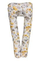 Perna Pentru Gravide U-Shape – Floral Gri/Galben Pe Alb, Muselină, 150 cm