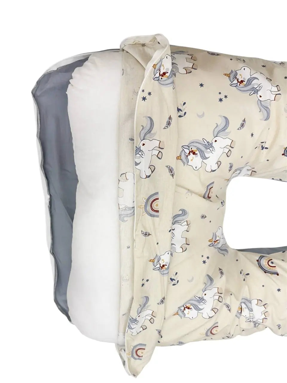 Perna Pentru Gravide U-Shape – Gri Pe Bej/Gri Întunecat – 130cm