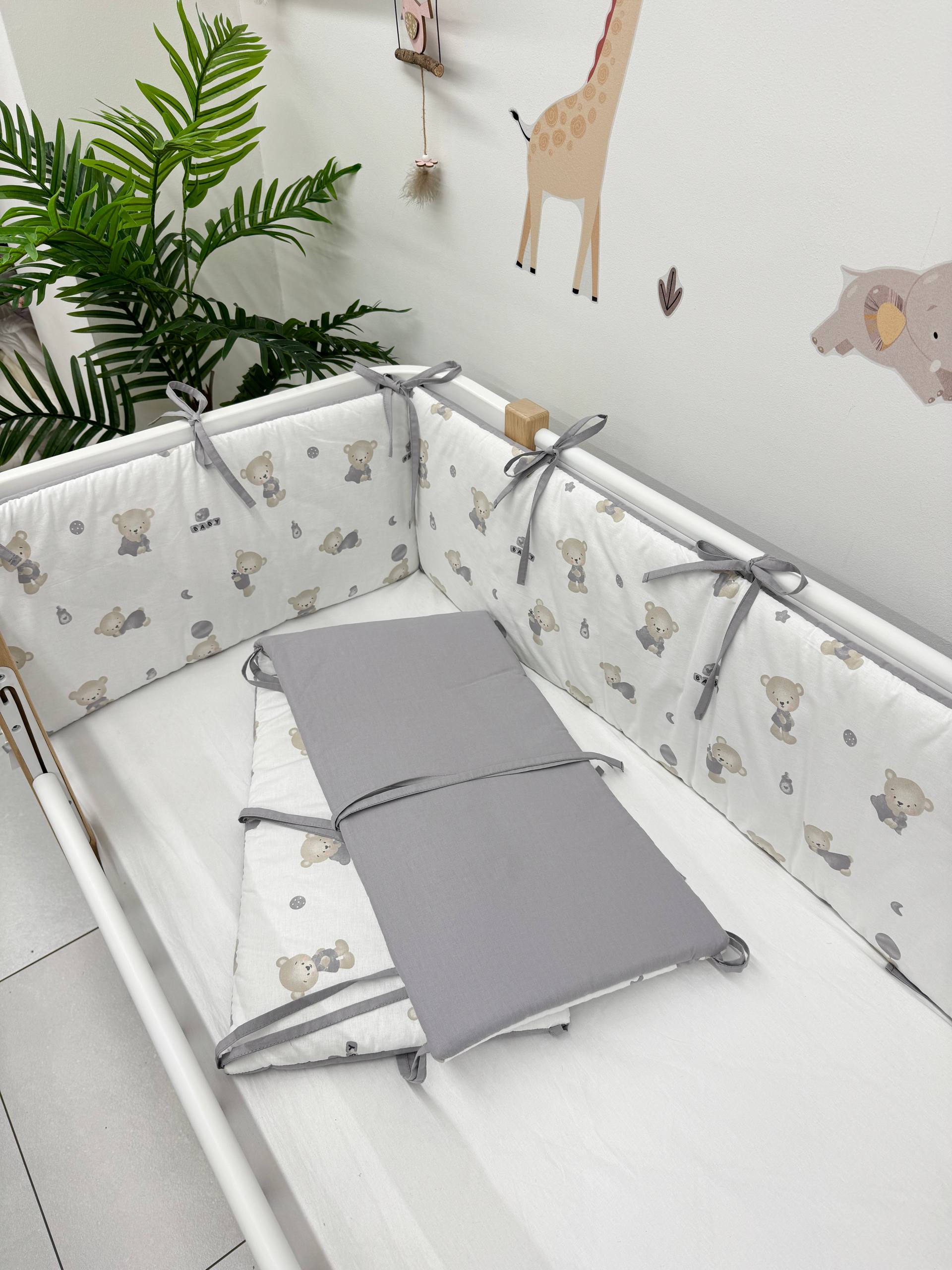 Apărătoare adorabile cu print gri/ursuleți 120/60