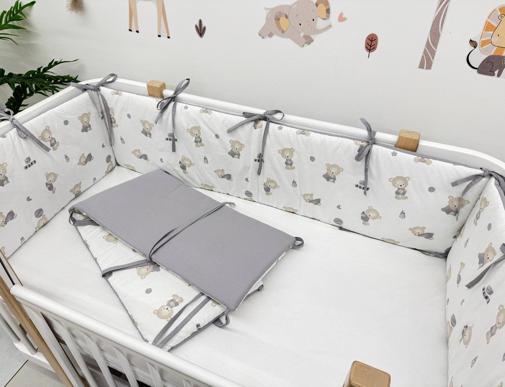 Apărătoare adorabile cu print gri/ursuleți 120/60