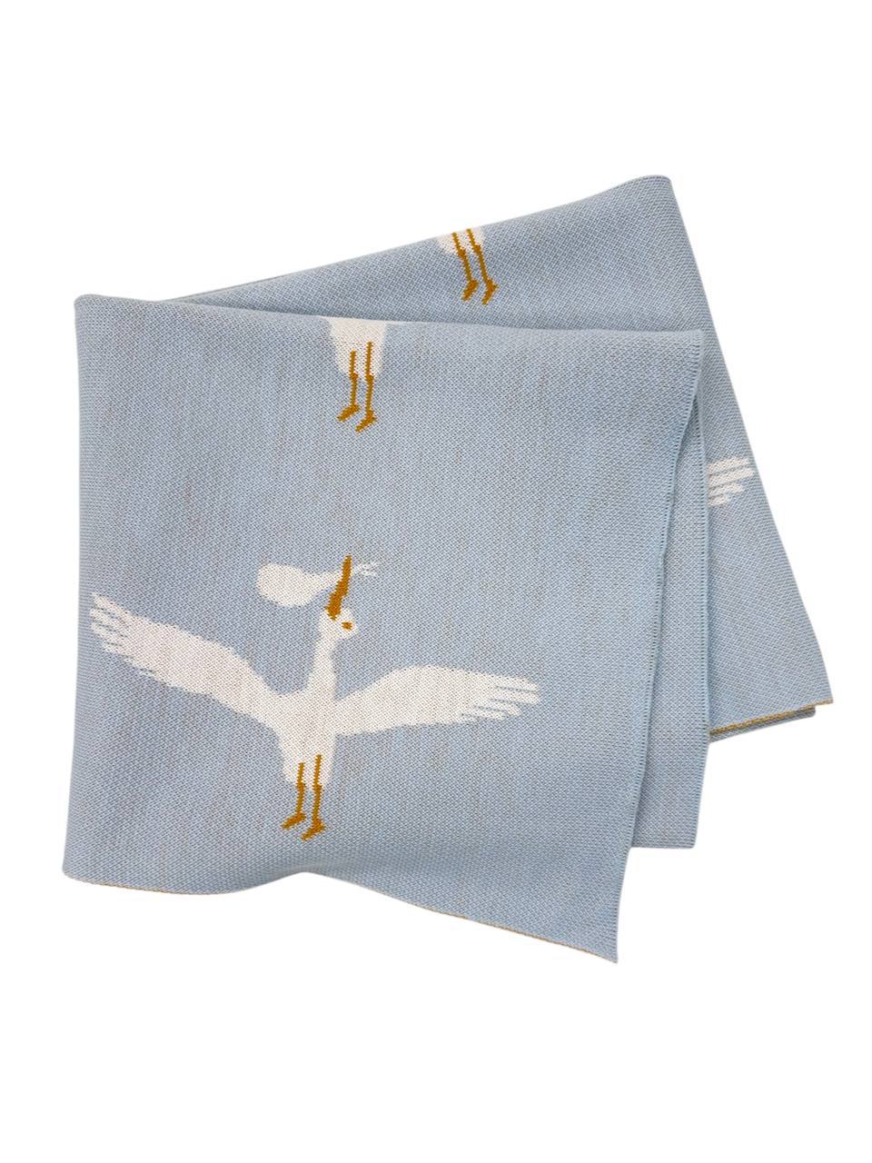 Păturică cu Desen Cocostârc Tricot 80×100 cm