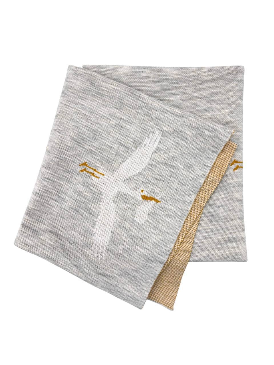 Păturică cu Desen Cocostârc Tricot 80×100 cm