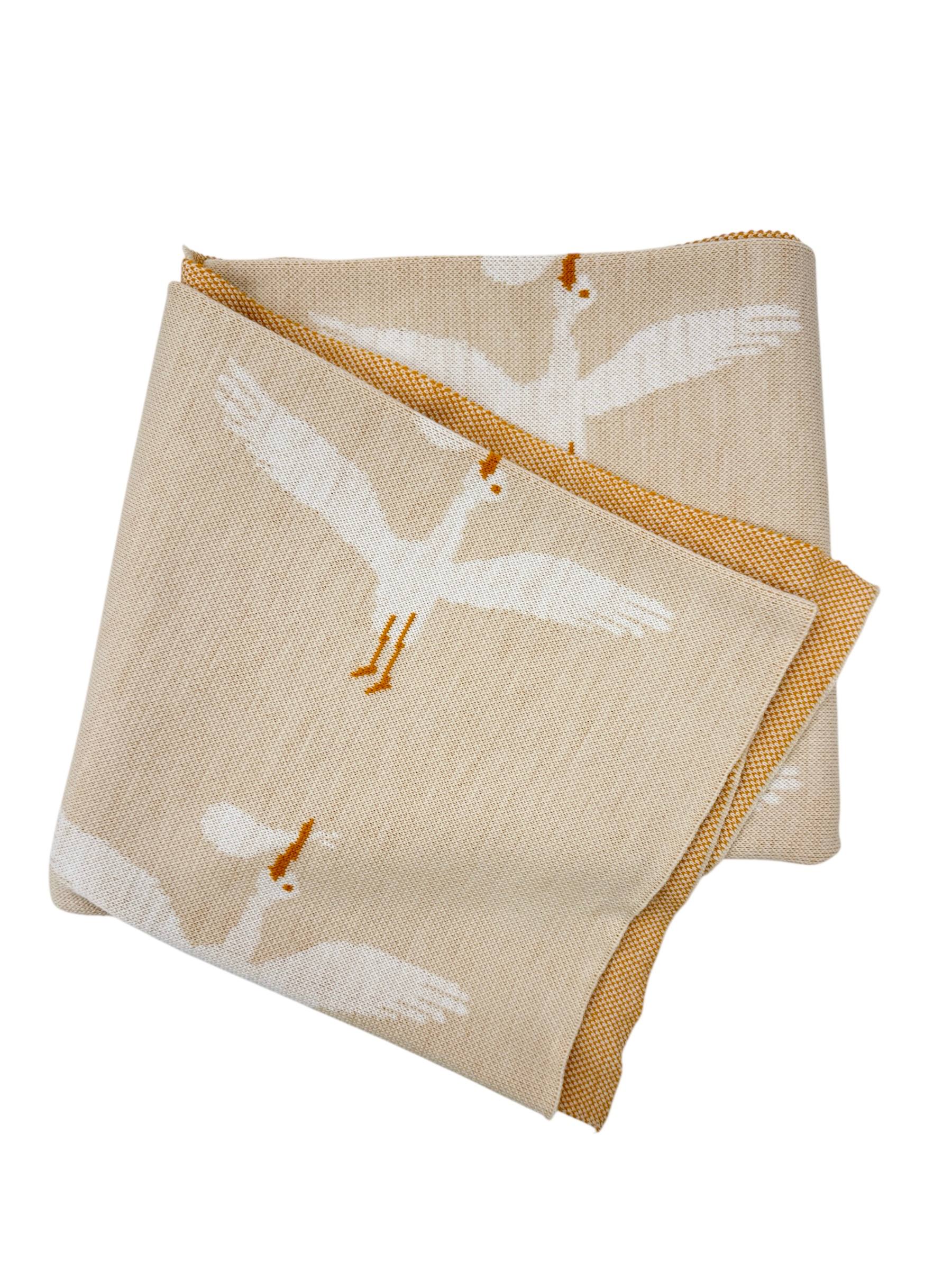 Păturică cu Desen Cocostârc Tricot 80×100 cm