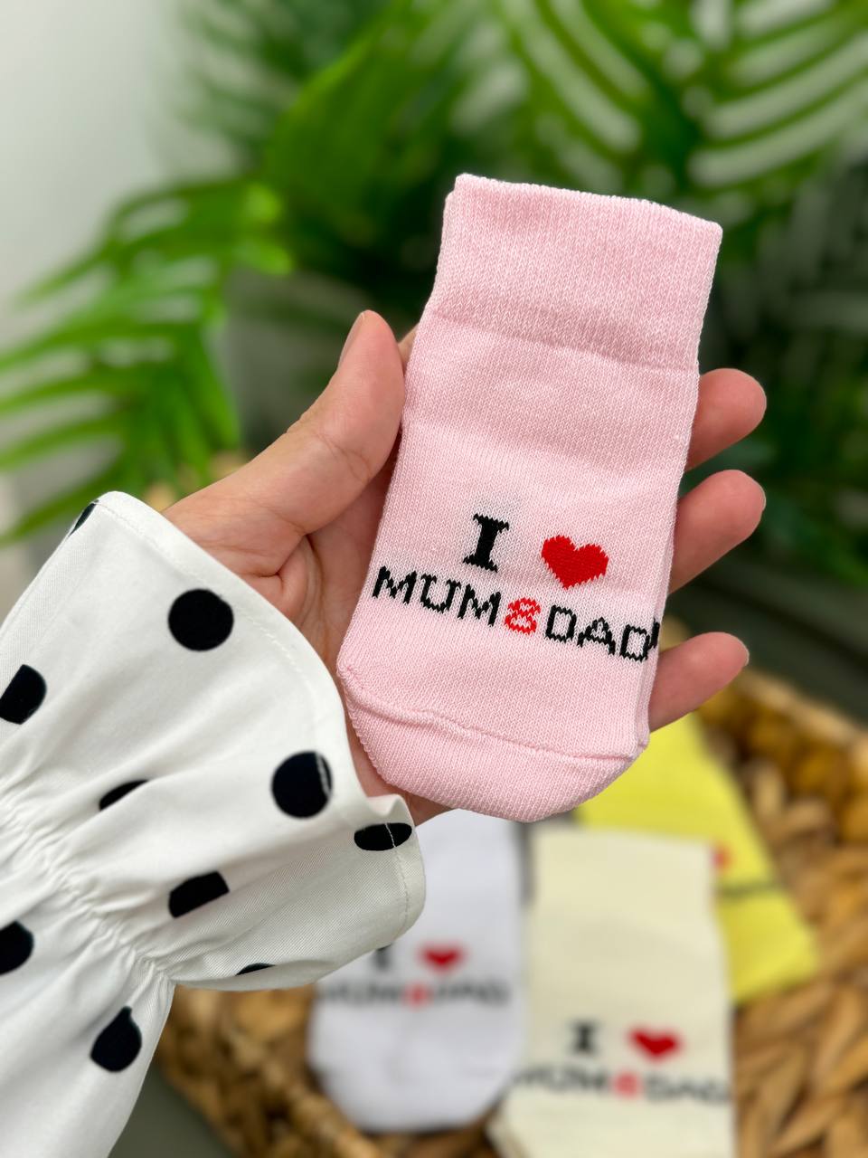 Ciorăpei pentru bebeluși moi "I Love Mum and Dad"