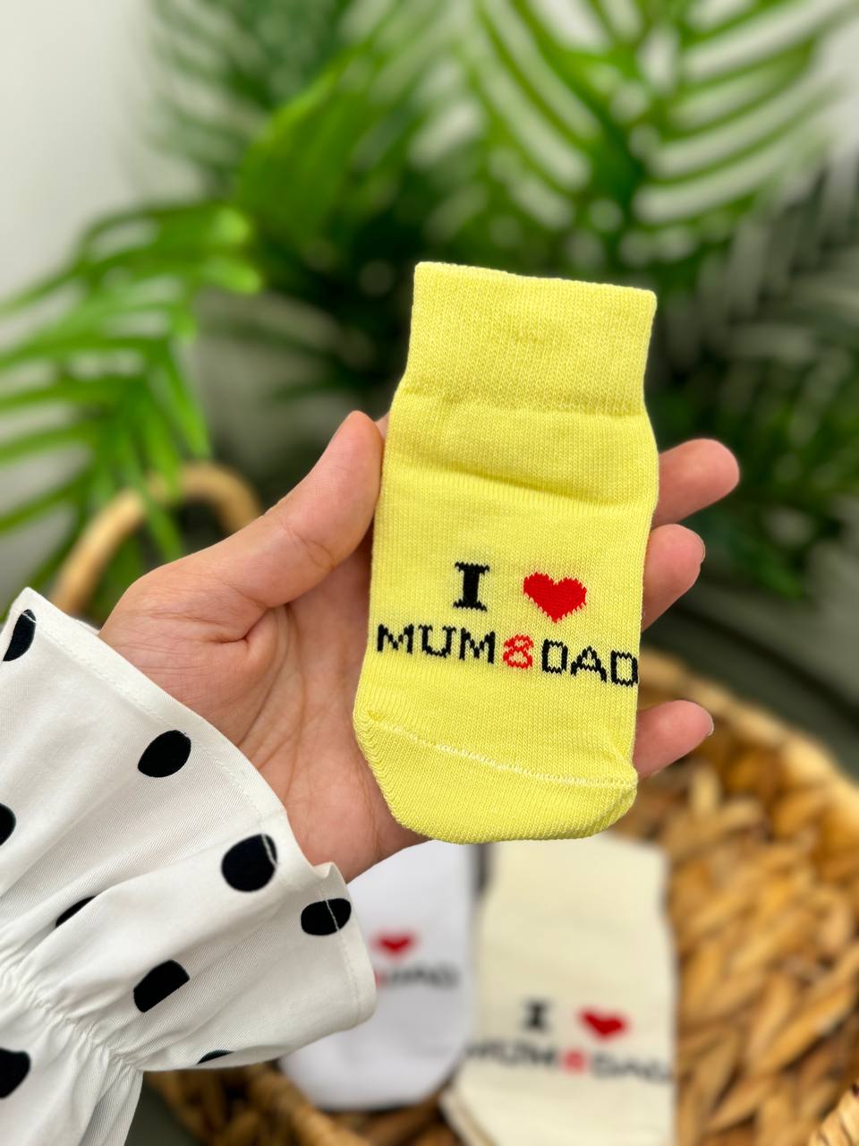 Ciorăpei pentru bebeluși moi "I Love Mum and Dad"