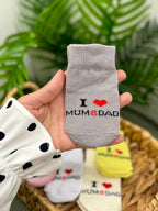 Ciorăpei pentru bebeluși moi "I Love Mum and Dad"