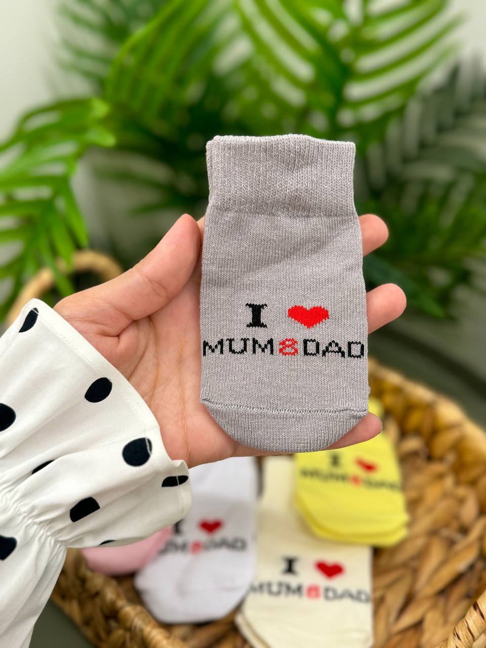 Ciorăpei pentru bebeluși moi "I Love Mum and Dad"