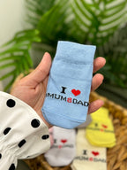 Ciorăpei pentru bebeluși moi "I Love Mum and Dad"