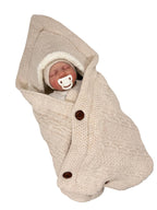 Plic plapumă din tricot cu blăniță și nasturi 90x90 cm