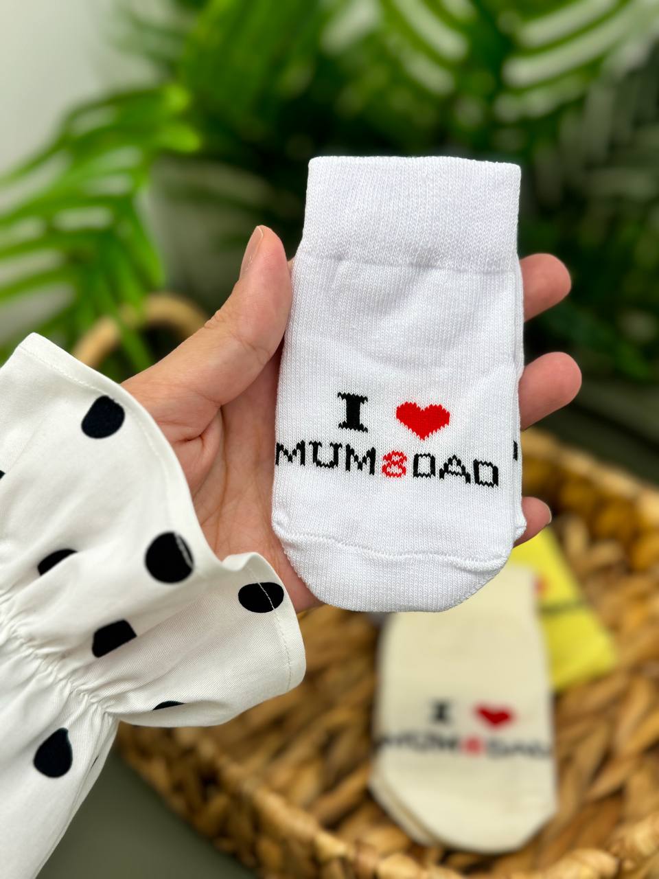 Ciorăpei pentru bebeluși moi "I Love Mum and Dad"
