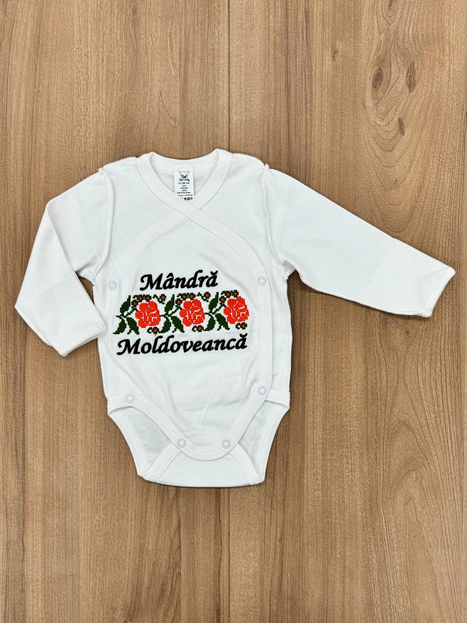 Body cu broderie naturală din stofă organică