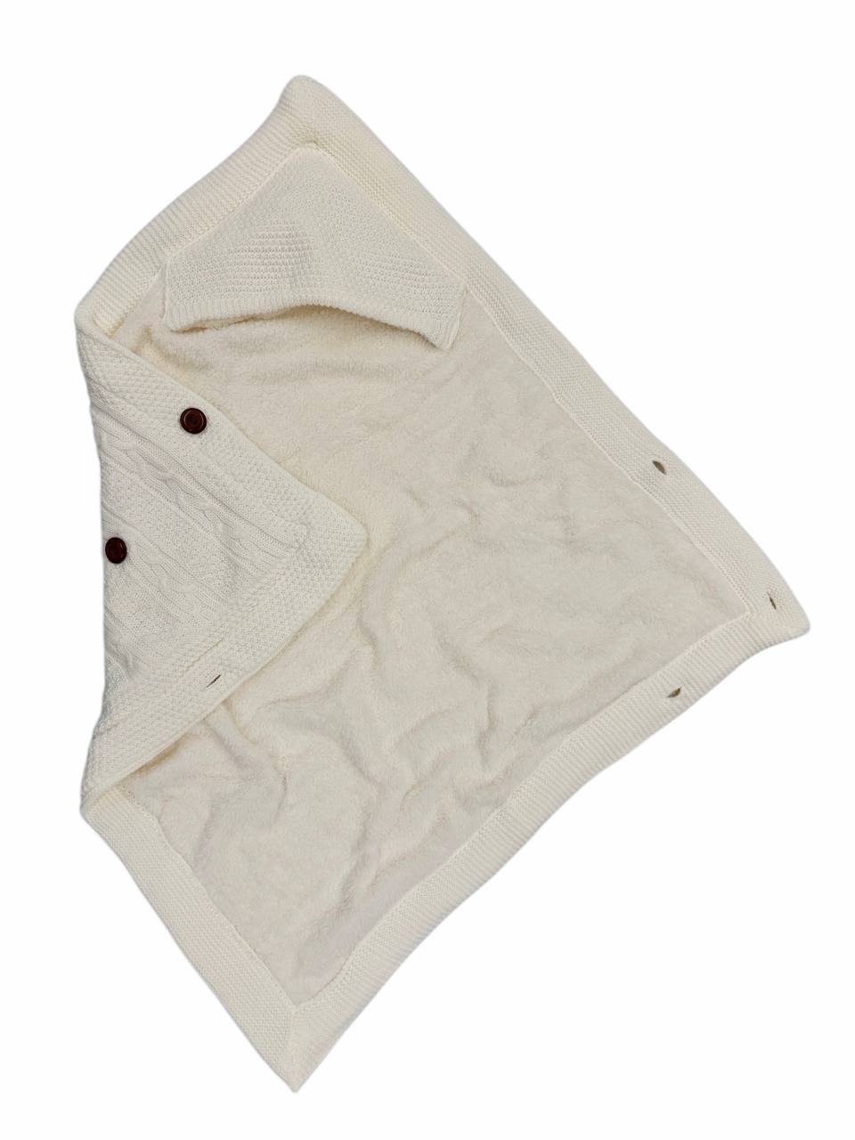 Plic plapumă din tricot cu blăniță și nasturi 90x90 cm