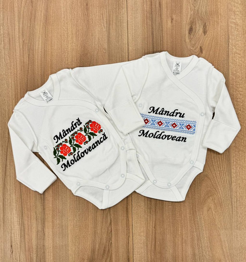 Body cu broderie naturală din stofă organică