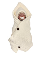 Plic plapumă din tricot cu blăniță și nasturi 90x90 cm