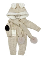 Salopetă Urs cu Fular Tricotată