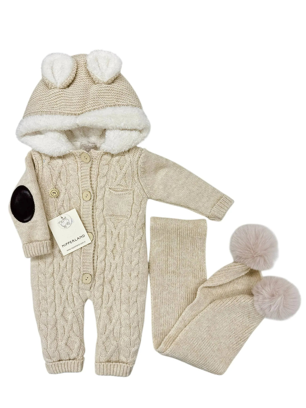 Salopetă Urs cu Fular Tricotată